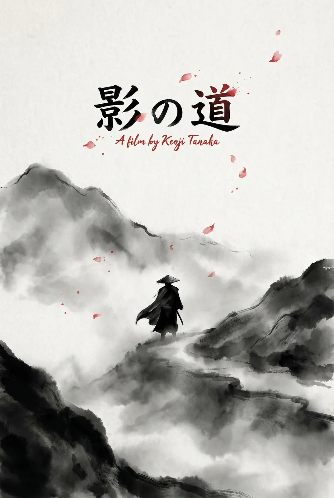 日本武士电影海报 - 水墨山水间的孤独行者